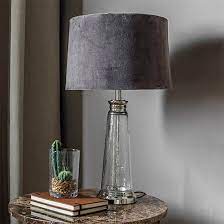 Winslet Grey Velvet Shade Table Lamp In