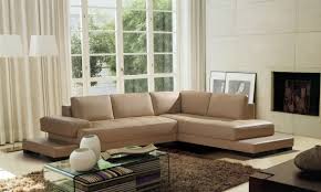 2226 modern beige leather sectional sofa