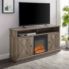 Highboy Barn Door Fireplace Tv Stand
