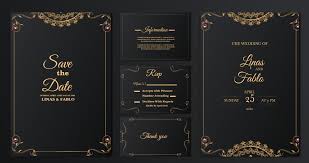 luxury wedding card vector art icons