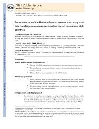 Pdf Factor Structure Of The Maslach Burnout Inventory An