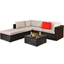 Outdoor Patio Rattan Sectional Sofa Set