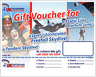 skydiving gift vouchers