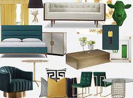 emerald green and gold living room