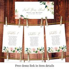 Blush Seating Plan Cards Template Wedding Table Arrangement Hanging Chart 100 Editable Printable Calligraphy Find Your Seat Vmt423