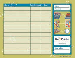 Printable Chart For Chores Reward Points Kid Pointz