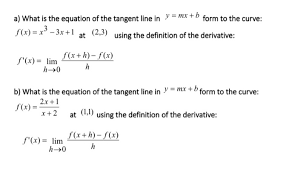 equation of the tangent line in y mx