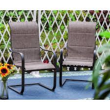 Phi Villa Black 5 Piece Metal Patio Outdoor Dining Set With Wood Look Square Table And C Spring Textilene Patio Chairs