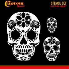 sugar skull day of the dead stencil set