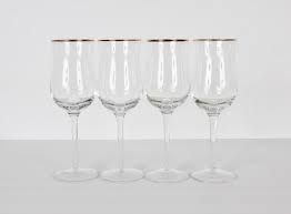 Wine Glasses Vintage Glassware Gold Rim
