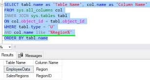 how to find a sql server column name