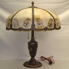 Slag Glass Table Lamp Signed Bradley