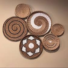 Set Of 6 Wall Plates African Basket
