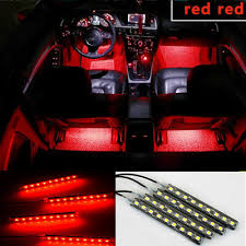 4x Red Led Car Interior Under Dash Foot Lighting Kit Led Accent Lights Ebay