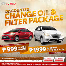 oil filter promo toyota motor philippines