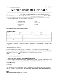 free mobile manufactured home bill of