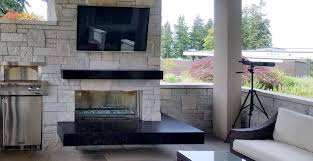 Modern Outdoor Fireplace Stone Veneer