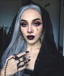scary witch makeup on