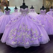 light purple lace quinceanera dresses