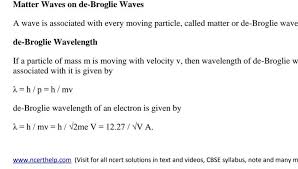 Matter Waves On De Broglie Waves A Wave