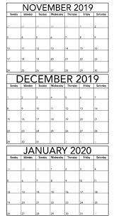 November 2019 To January 2020 Calendar Template Magic
