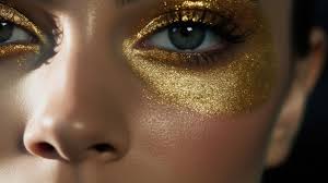 a gold eye makeup with a gold glitter