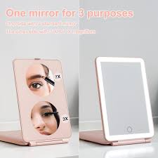 led foldable travel makeup mirror 5x7