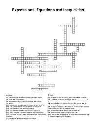 Inequalities Crossword Puzzle