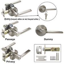Satin Nickel Door Lock Levers Key Bar Entrance Keyless Privacy