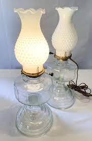 Vintage Milk Glass Table Lamp Set