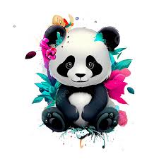 cute baby panda with leaves ornament