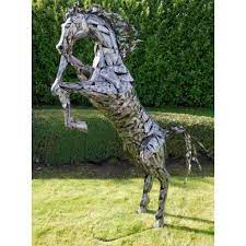 extra large rearing horse garden statue