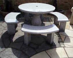Round Granite Stone Garden Table And 4