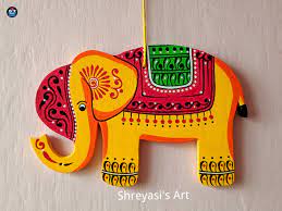 Handpainted Wooden Elephant Wallhanging