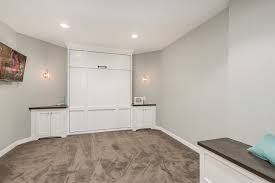 basement bedroom with murphy bed closed