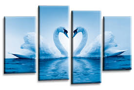love swans canvas wall art picture