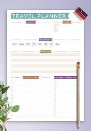travel planner template cal style pdf