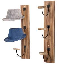 Rustic Burnt Wood Hat Rack For Wall