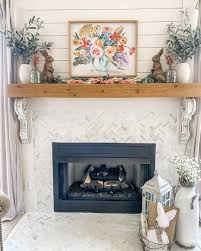White Shiplap Fireplace With