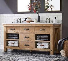 Our bathroom vanities come in a variety of finishes and add functionality in true minimalist form, the gill 30 single sink vanity finds its stride in understated elegance. Benchwright 72 Double Sink Vanity Pottery Barn
