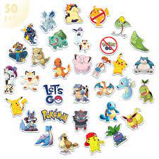 Bộ 50 Sticker Trang Trí Hình Các Nhân Vật Trong Phim Pokemon Dễ Thương