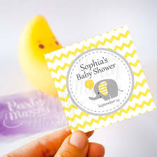 Baby shower gift basket is very easy to make and put together. Yellow Elephant Printable Baby Shower Favor Tags E183 Partymazing