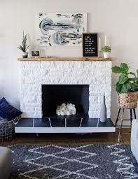 Diy Painted Stone Fireplace Refresh