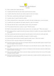 Worksheet 9â Word Problems I