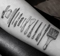 artist tattoos people with the tools of