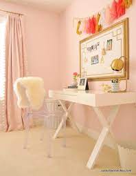 You can make room for a computer monitor or extra storage by adjusting the middle shelf. An Updated Girl S Room Suburban Bees Desk For Girls Room Girl Desk Gold Girls Room