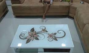 Multicolor Printed Tea Table Glass For