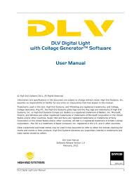 Dlv User Manual High End Systems