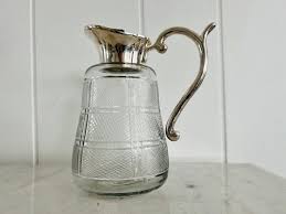 Vintage Large Glass Water Pitcher With
