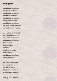 immigrant poem by barry middleton